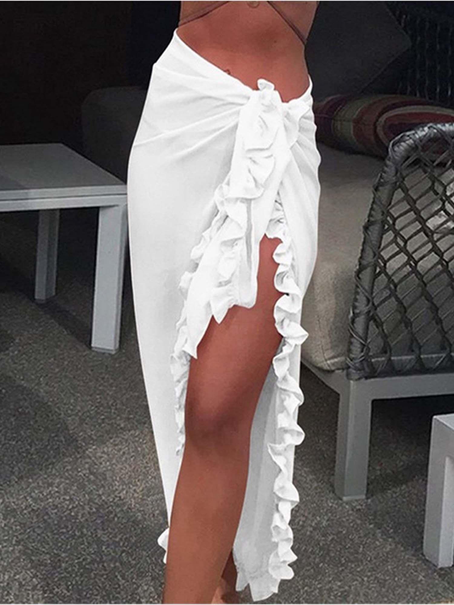 ruffled sarong skirt - white