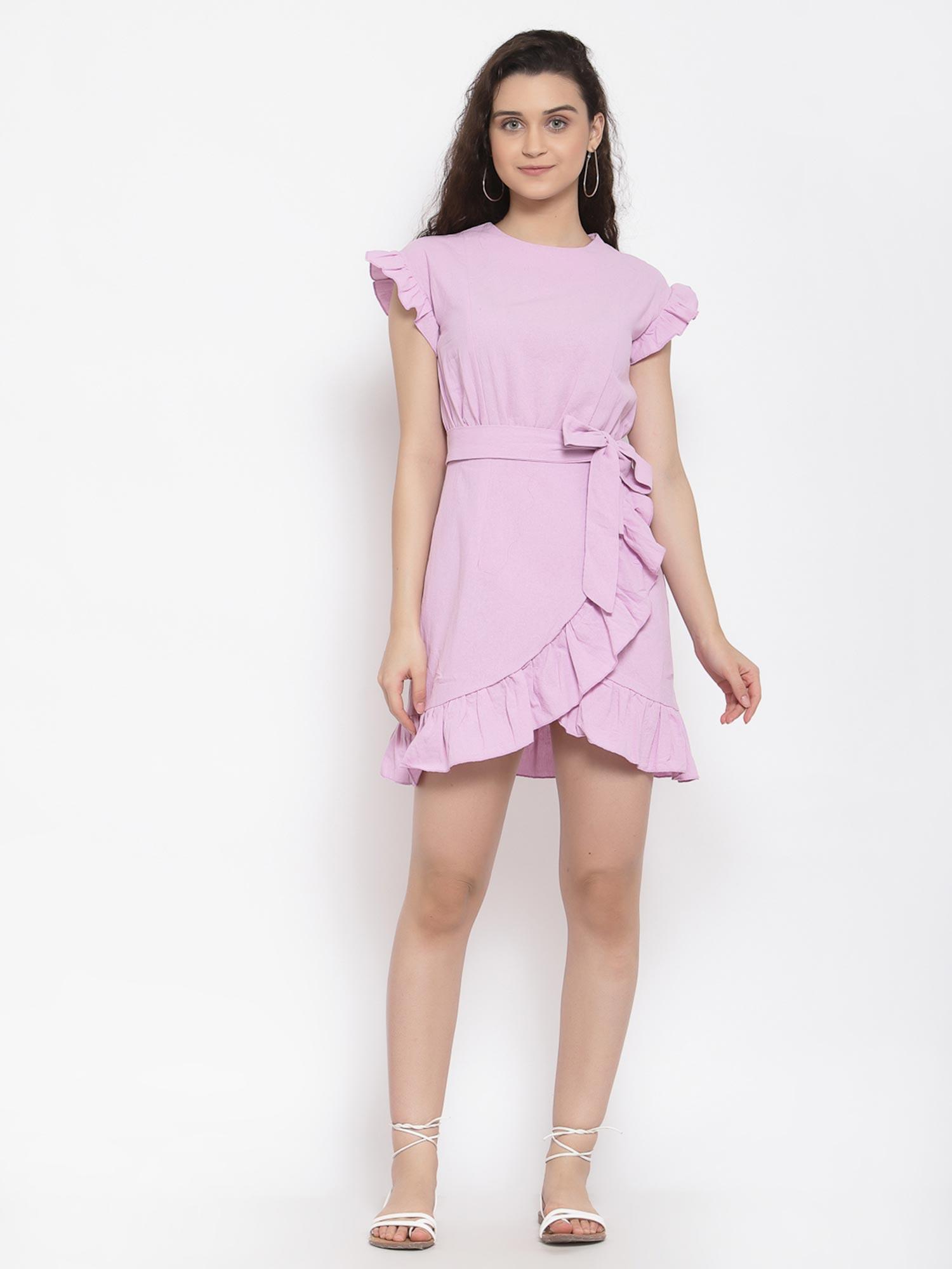 ruffled short sleeve mini dress