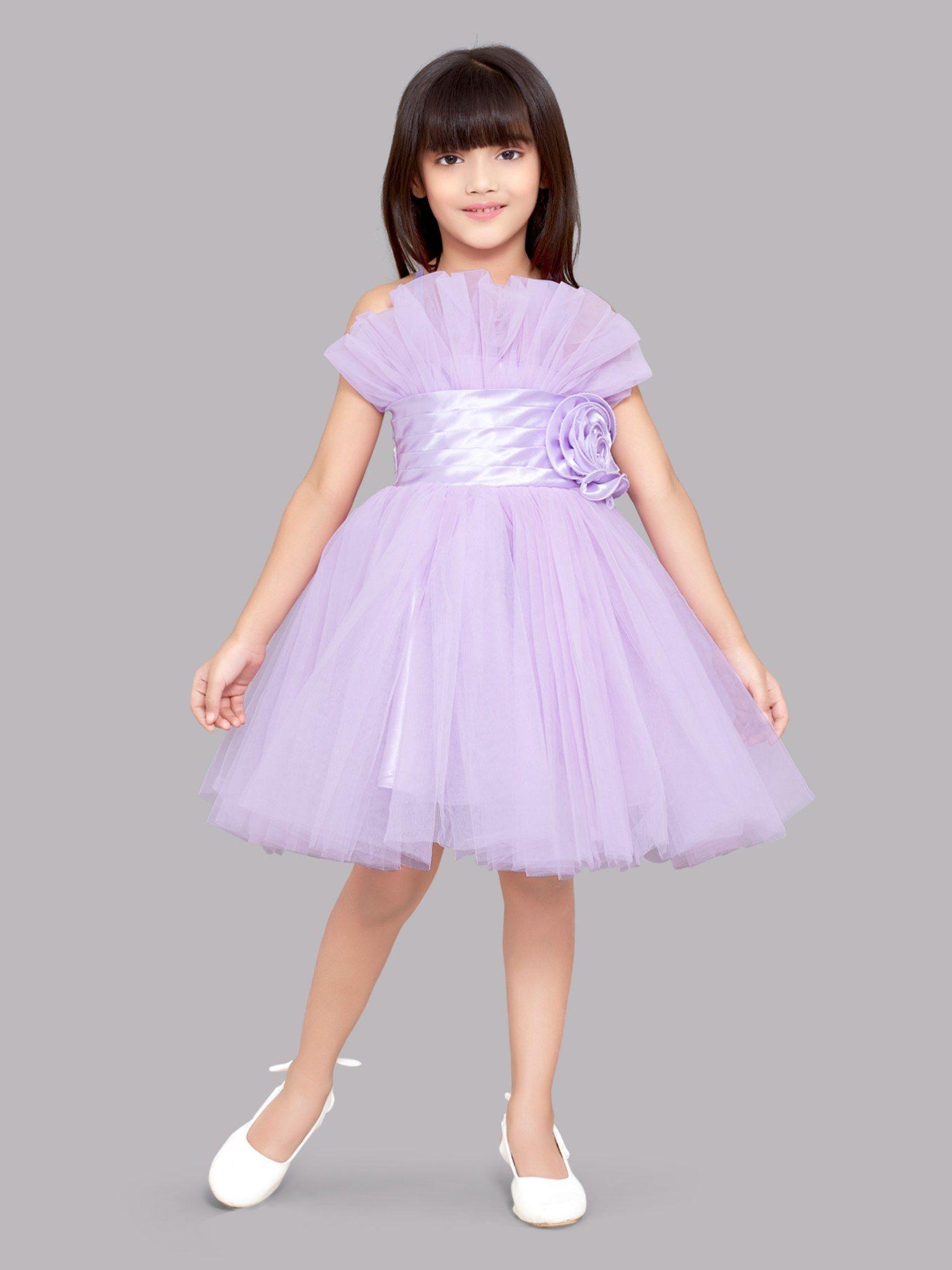 ruffled silhouette party dress lavender