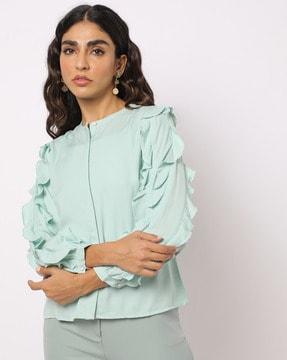 ruffled sleeve top with inner