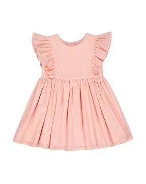 ruffled sleeveless a-line dress with tie-up