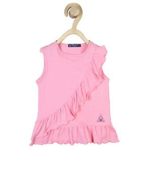 ruffled sleeveless top