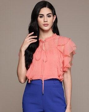 ruffled sleeves top with camisole