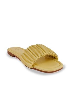 ruffled slip-on flat sandals