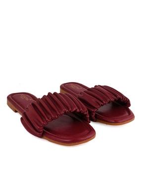 ruffled slip-on flat sandals