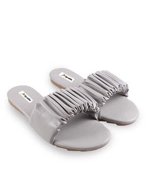 ruffled slip-on flat sandals