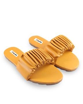 ruffled slip-on flat sandals