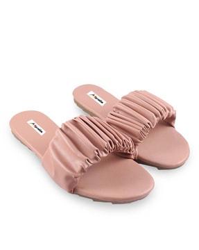 ruffled slip-on flat sandals