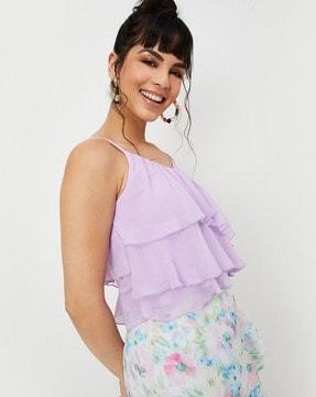 ruffled spaghetti crop top