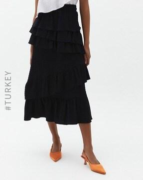 ruffled tiered skirt with elasticated waist