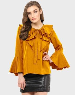 ruffled top with bell sleeves