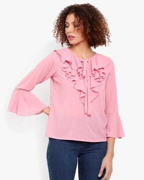 ruffled top with bell sleeves