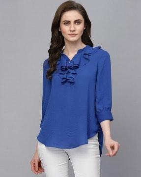 ruffled top with curve hem