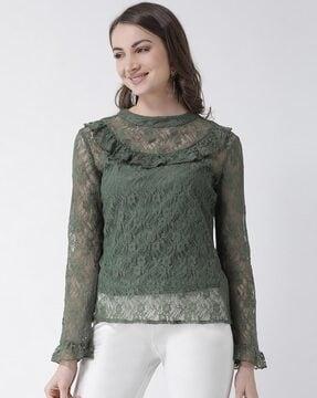 ruffled top with lace detail