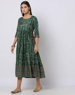 rug weave print fit & flare dress