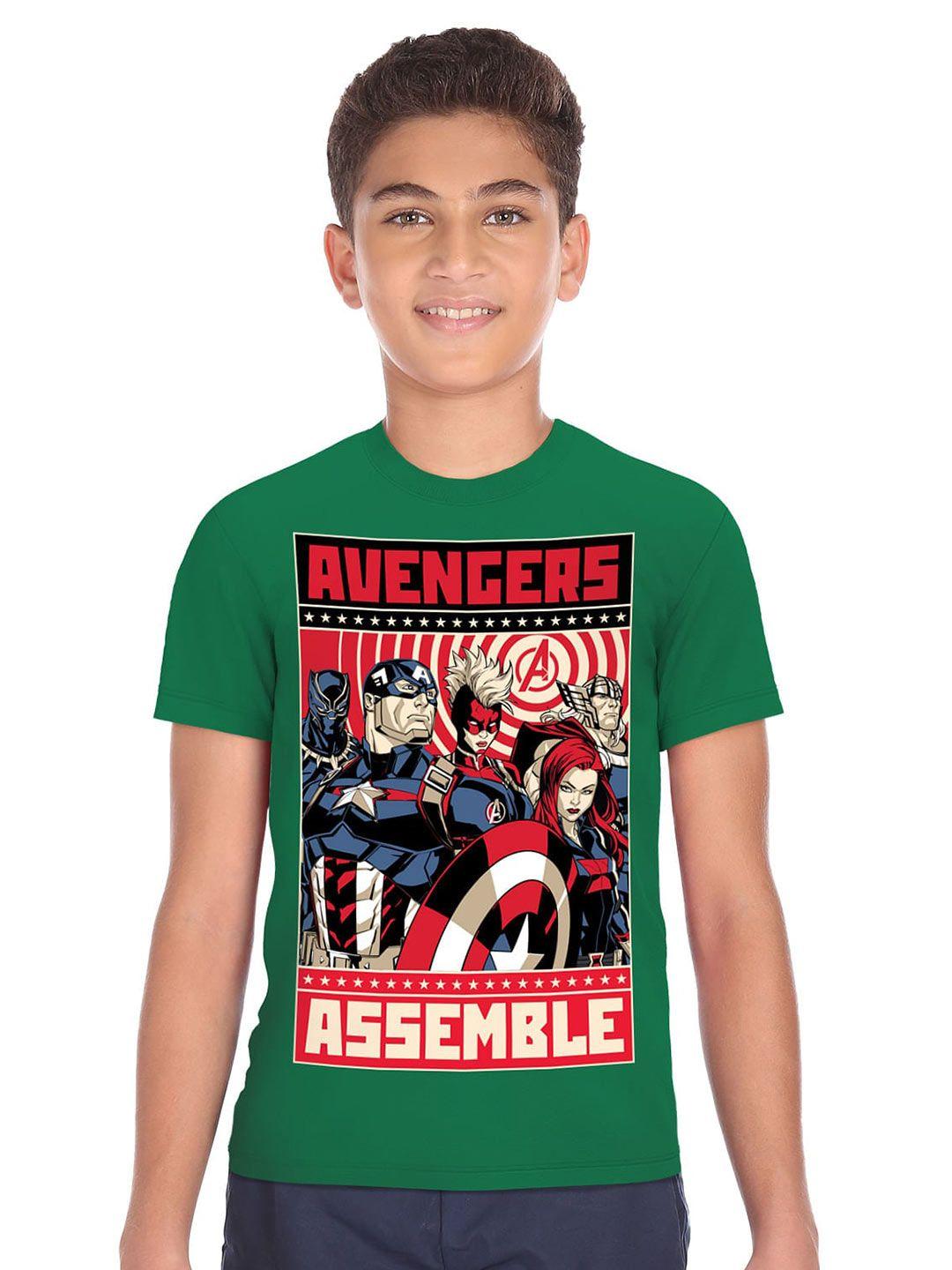 ruggers junior boys green avengers printed t-shirt