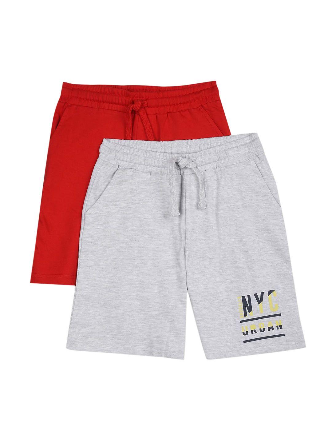 ruggers junior boys pack of 2 assorted mid-rise pure cotton shorts
