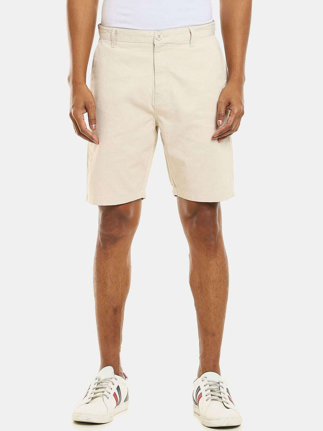 ruggers men beige pure cotton shorts