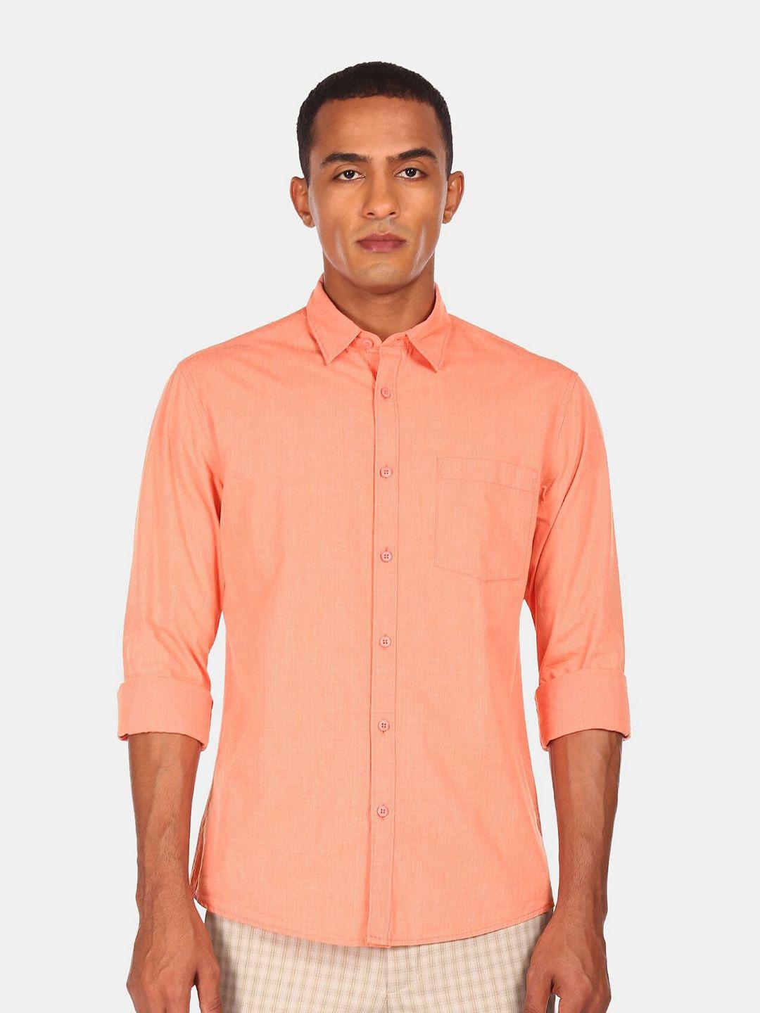 ruggers men orange casual shirt