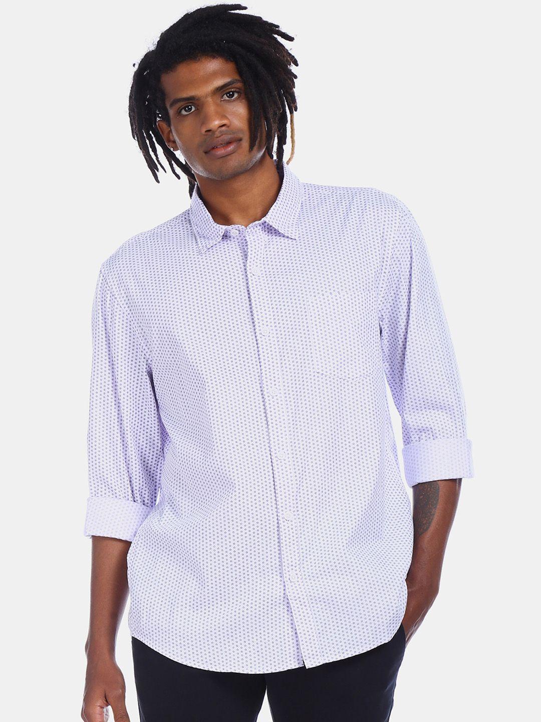 ruggers men white opaque striped casual shirt