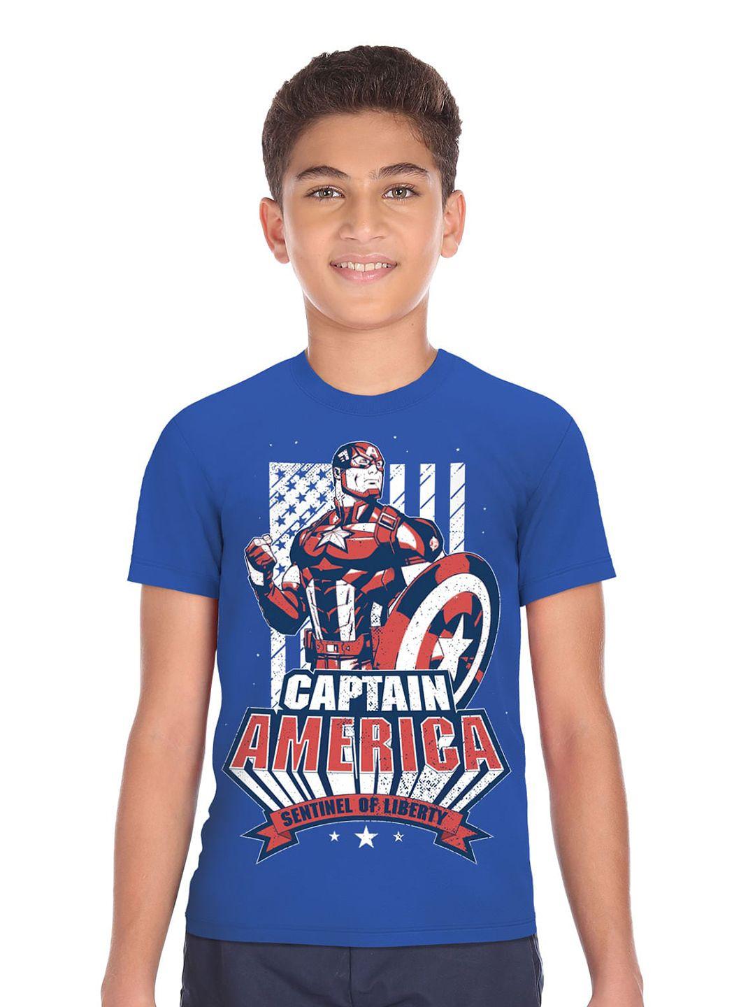 ruggers junior boys blue captain america printed t-shirt