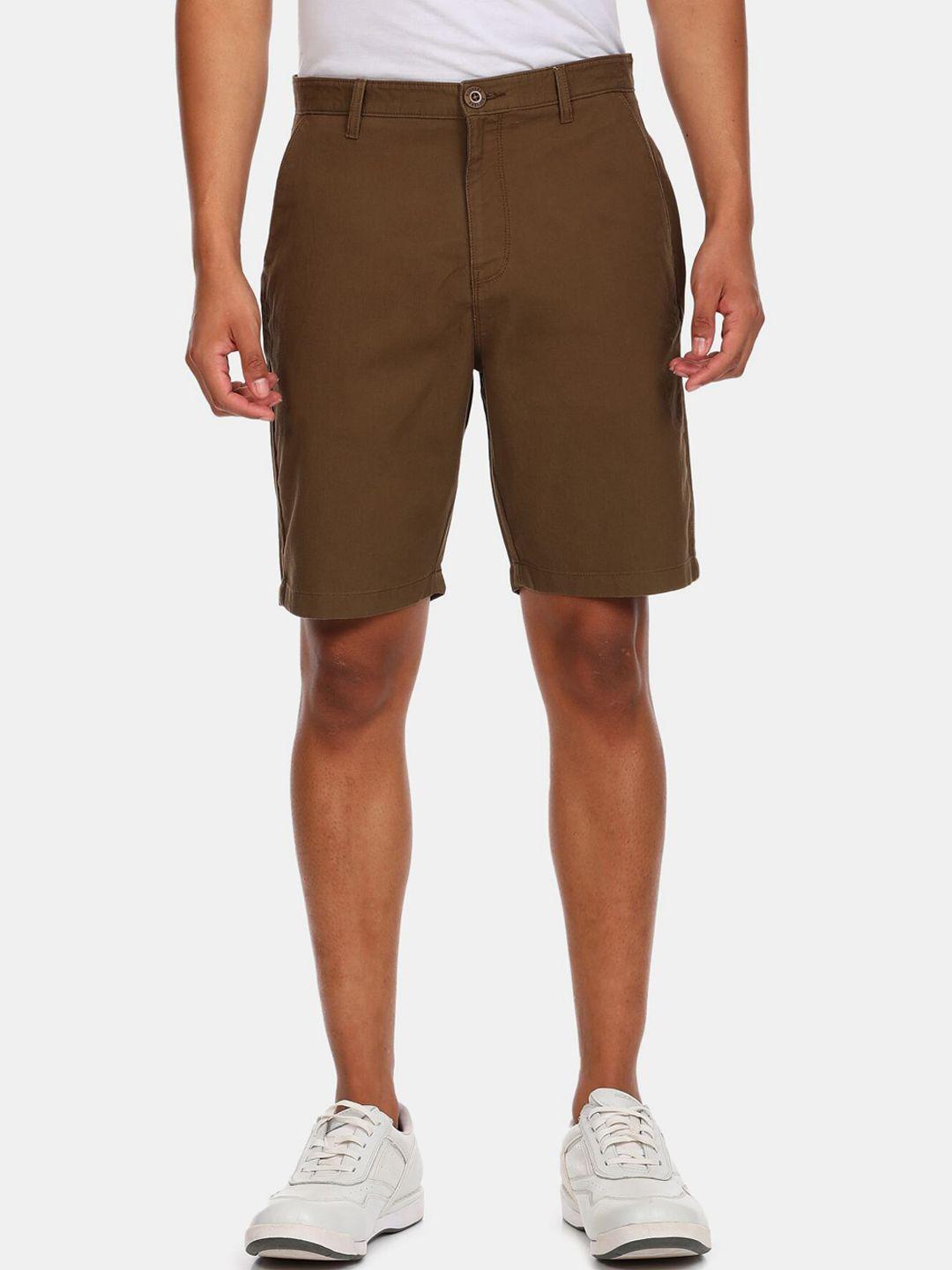 ruggers men brown pure cotton shorts