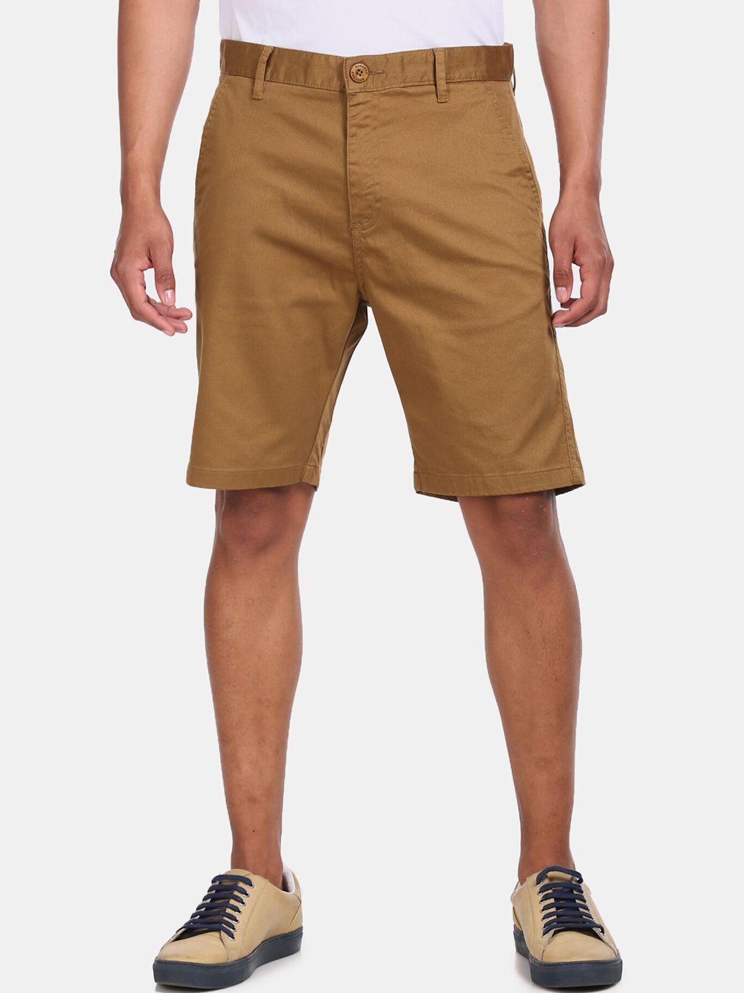 ruggers men brown solid regular fit shorts
