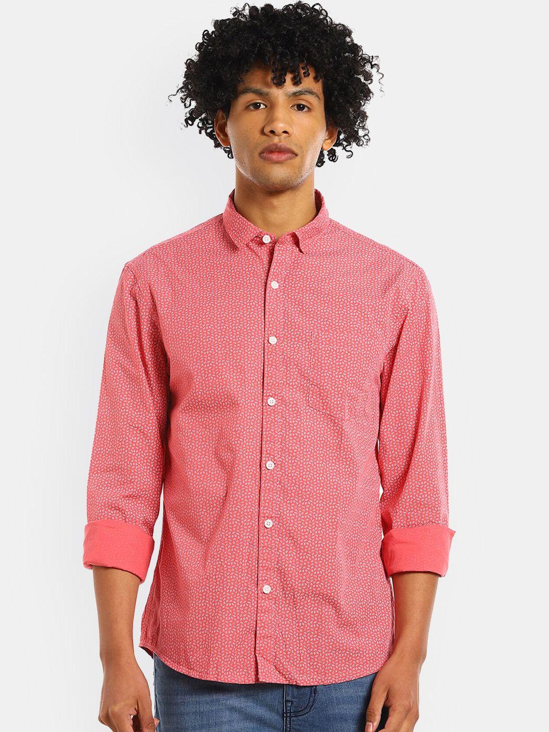 ruggers men coral micro ditsy printed pure cotton pure cotton casual shirt