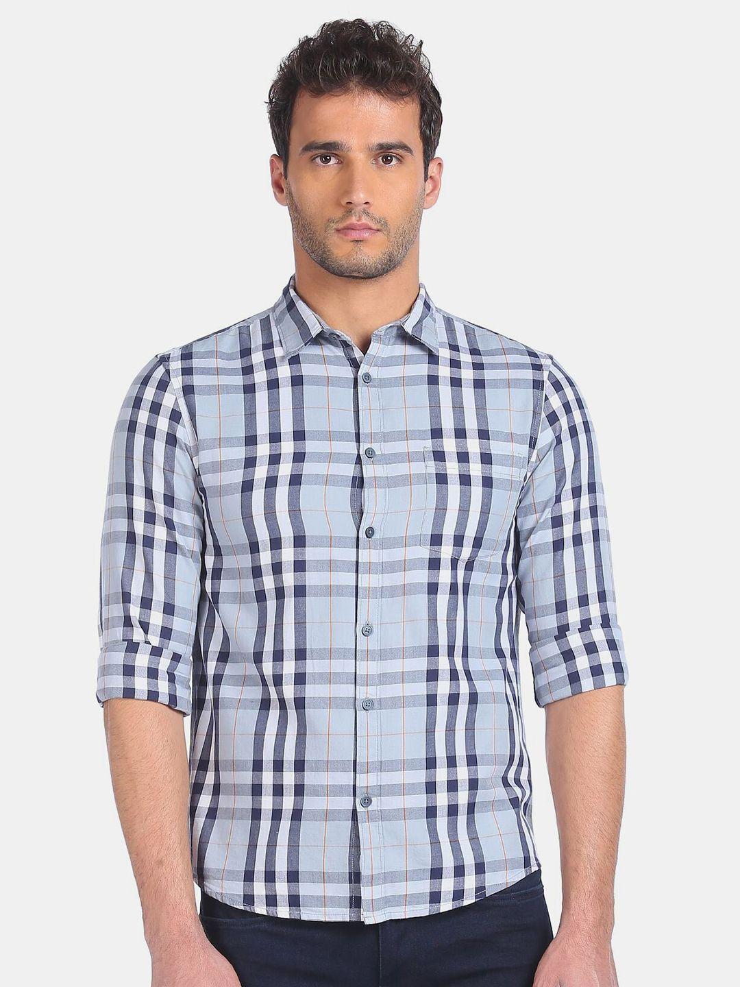 ruggers men grey tartan checks checked casual shirt