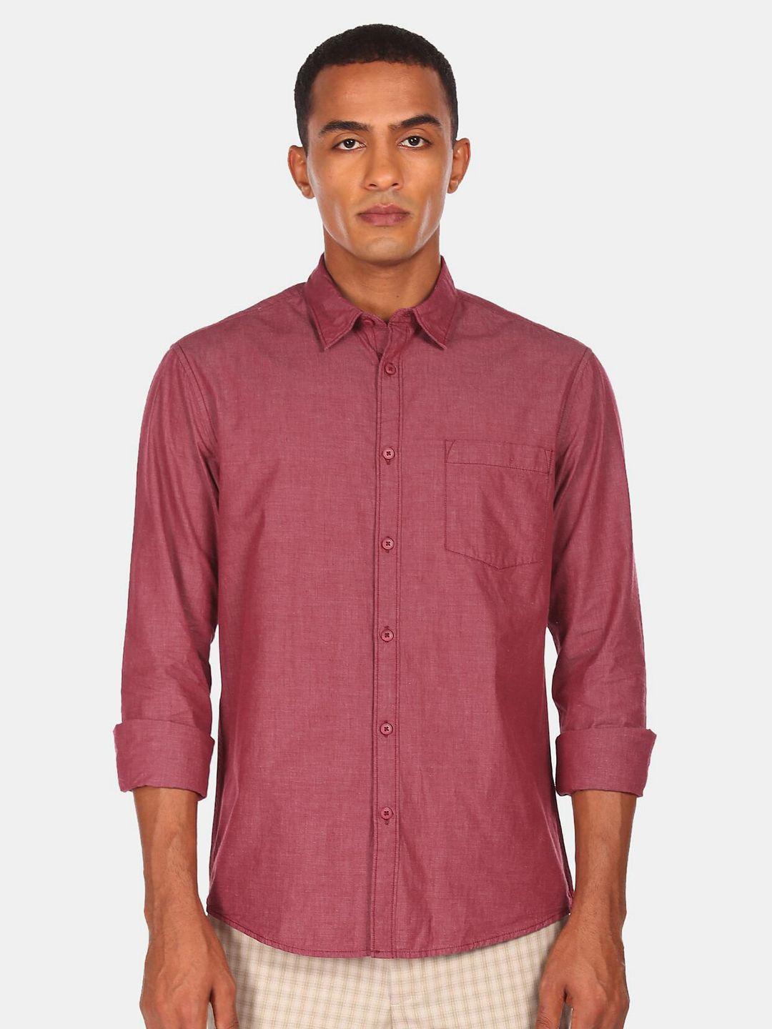 ruggers men maroon casual shirt