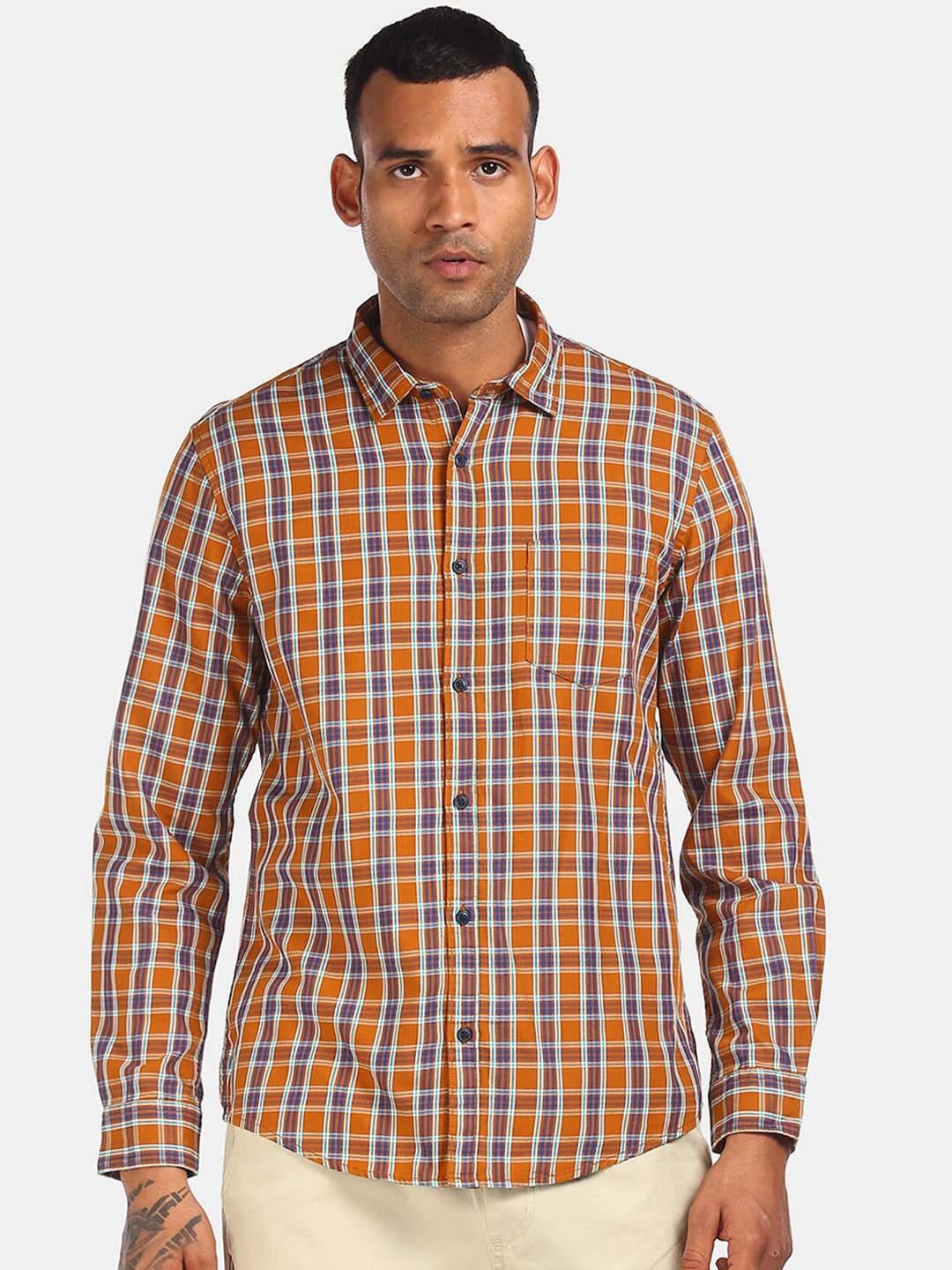 ruggers men multicoloured regular fit checked casual shirt