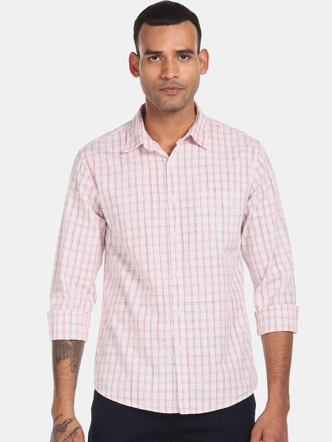 ruggers men off white checked casual shirt