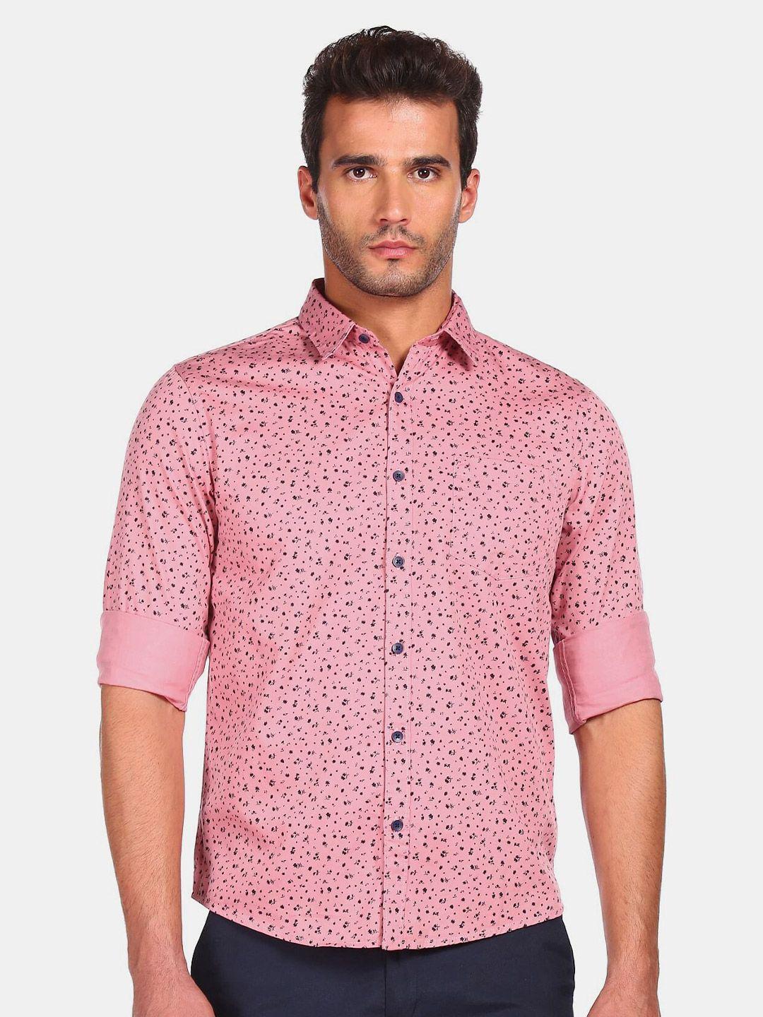 ruggers men pink floral printed casual shirt