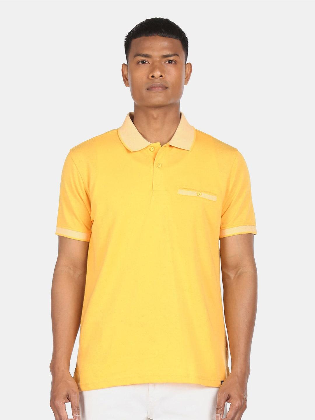ruggers men yellow polo collar t-shirt
