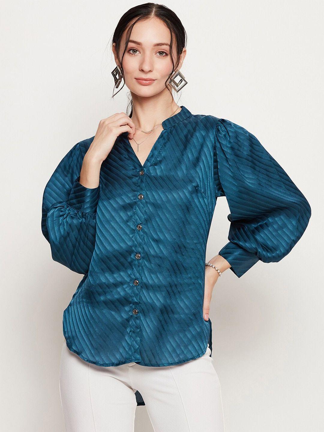 ruhaans classic striped satin casual shirt