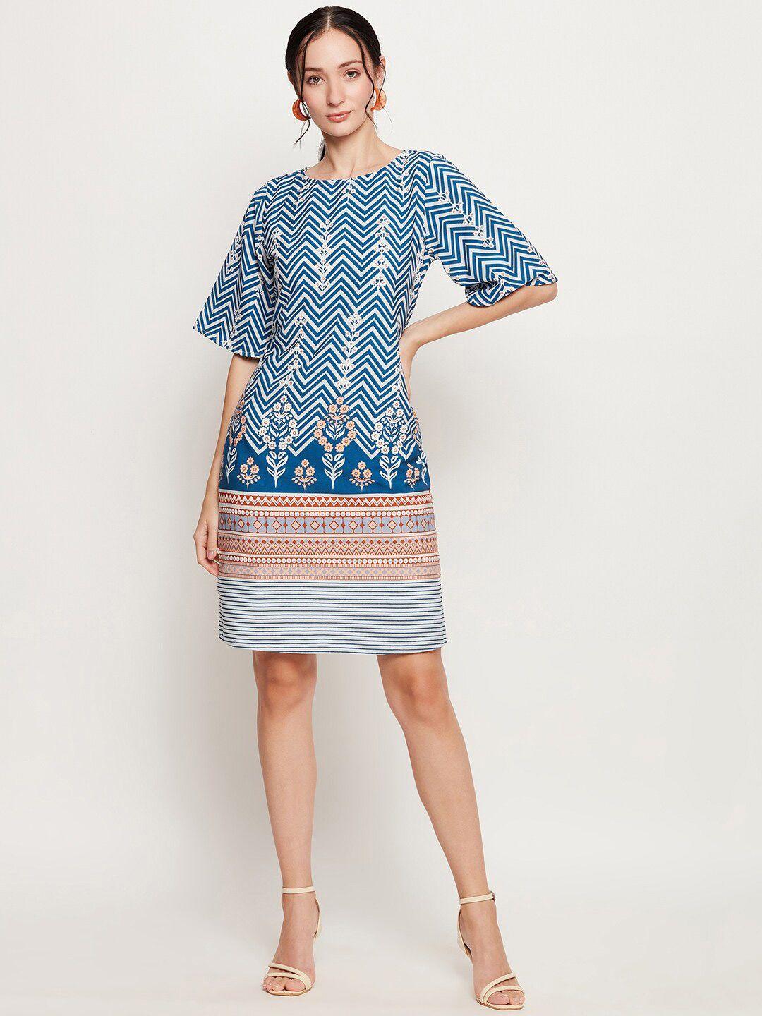 ruhaans ethnic motifs printed bell sleeves a-line dress