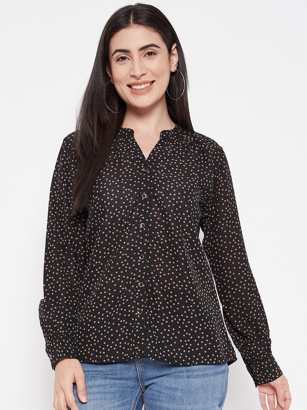 ruhaans polka dots printed classic georgette casual shirt