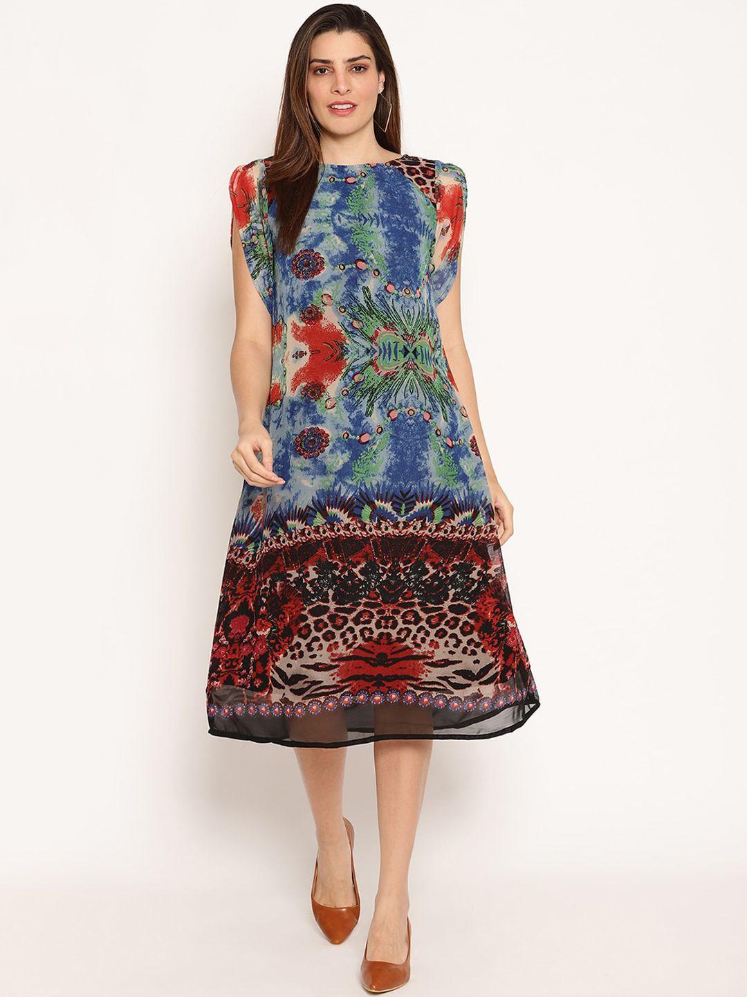 ruhaans women multicoloured printed a-line dress