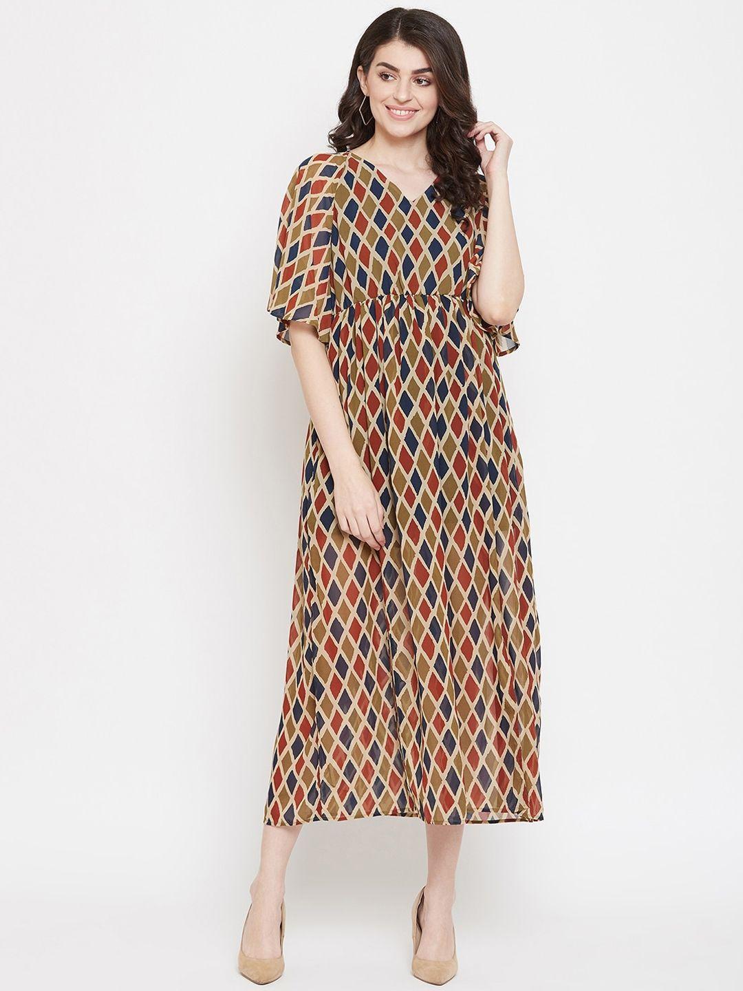 ruhaans women multicoloured printed empire dress