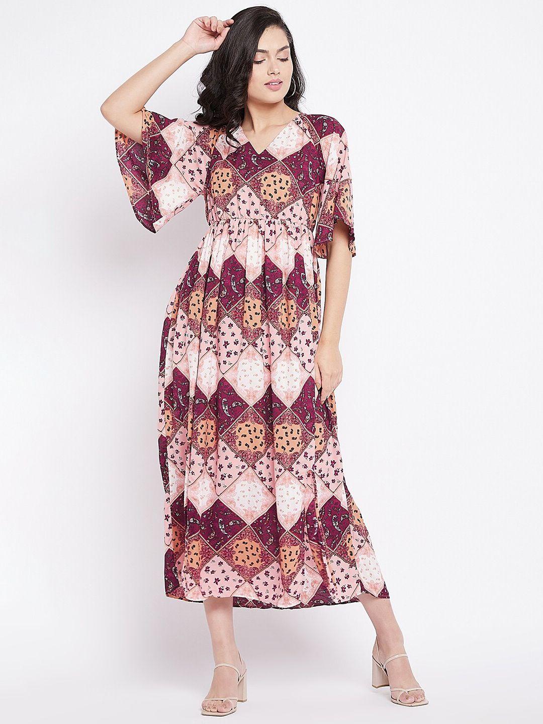 ruhaans women pink ethnic motifs georgette maxi dress
