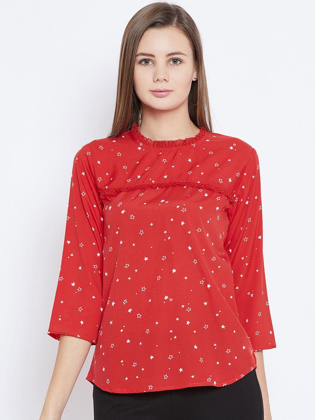 ruhaans women red printed top