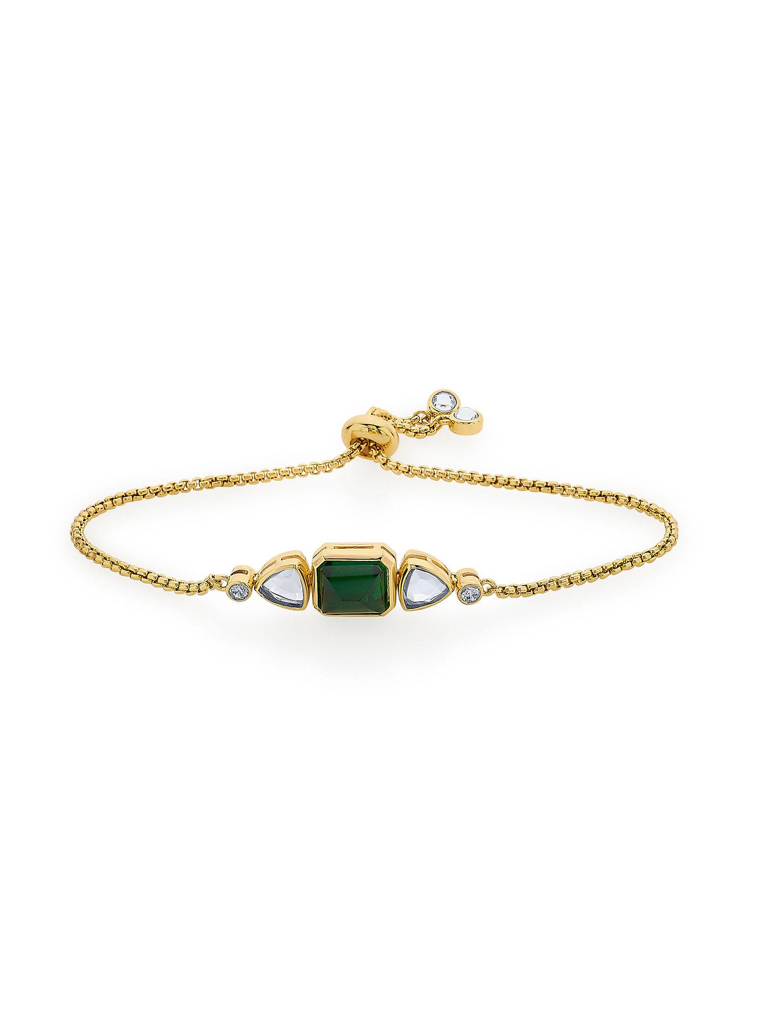 ruhaniyat green hydro & mirror bracelet in 18k gold plated