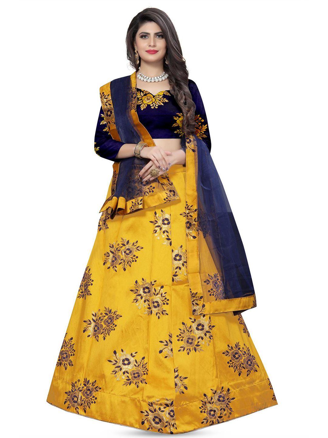 rujave printed semi-stitched lehenga & unstitched blouse with dupatta