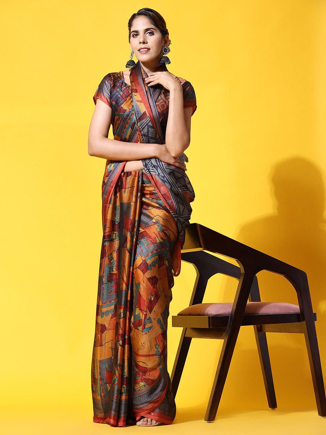 rujave abstract printed pure chiffon saree