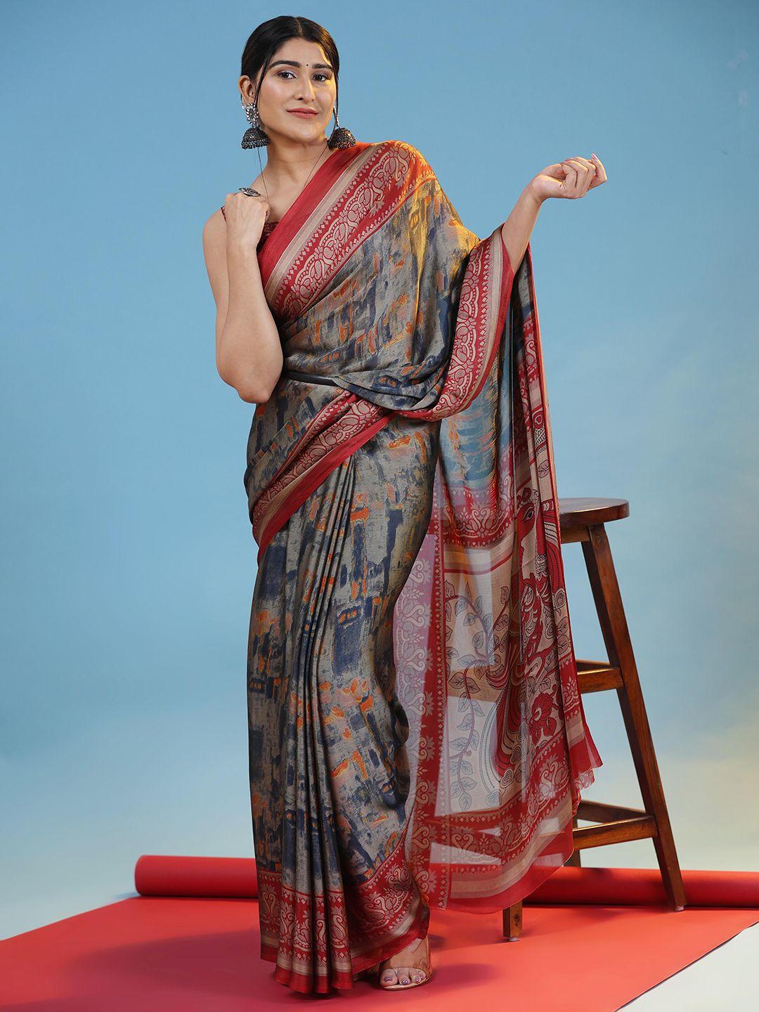 rujave abstract pure chiffon saree