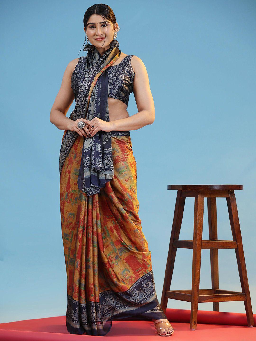 rujave abstract pure chiffon saree