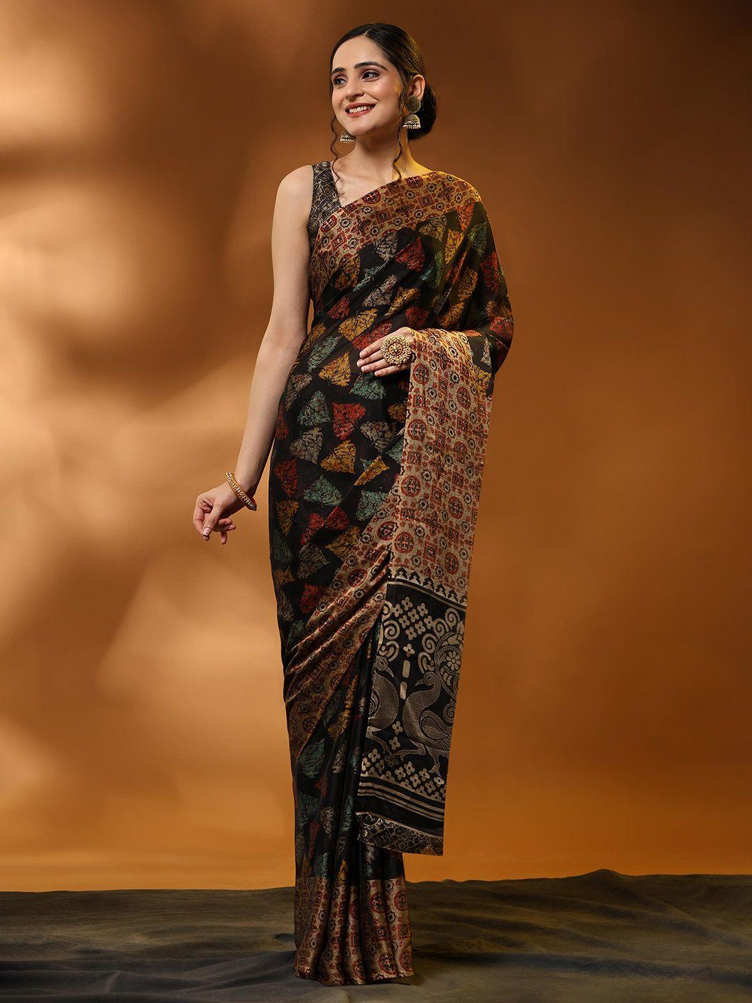 rujave ethnic motifs printed pure chiffon saree