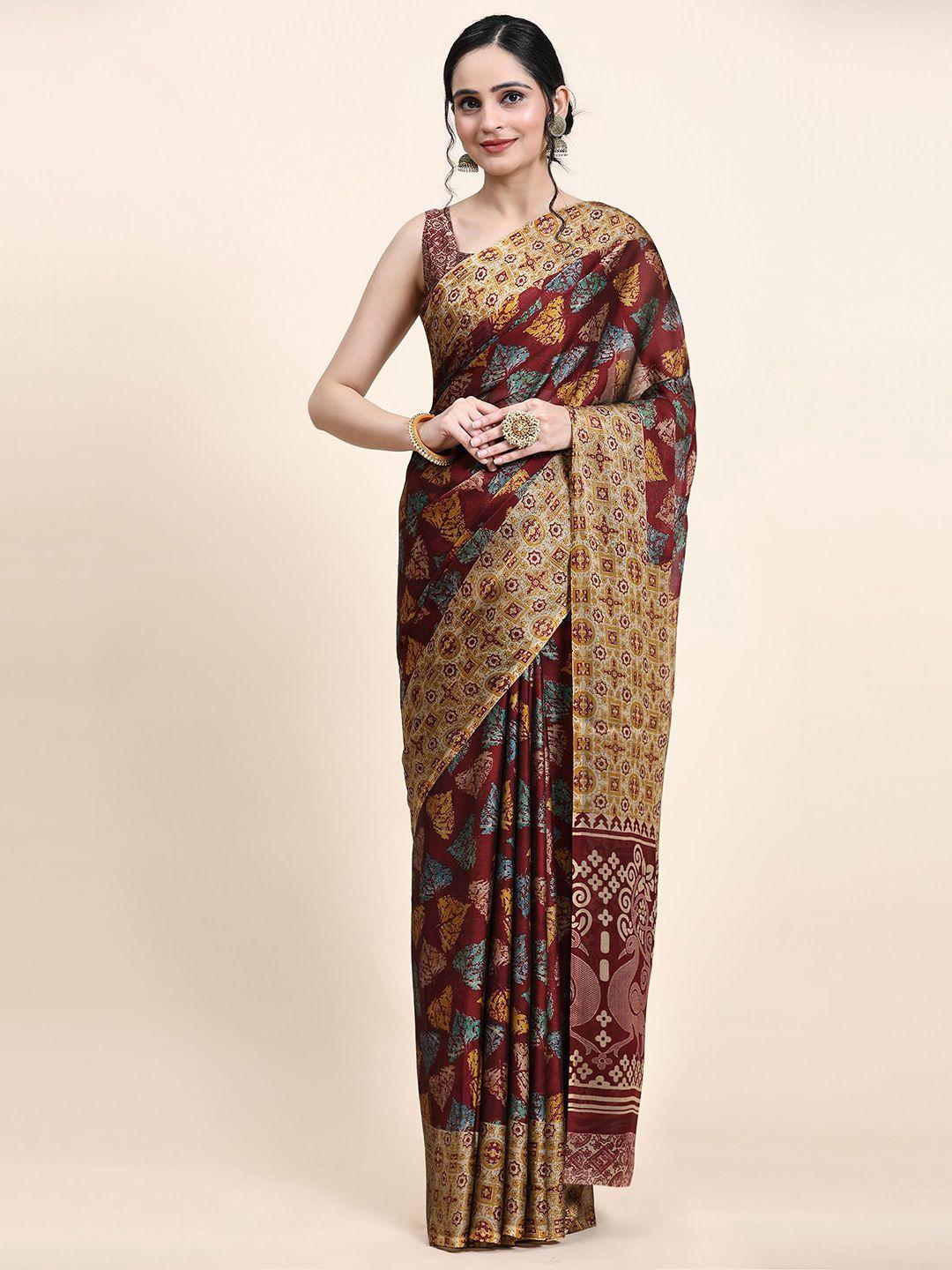 rujave floral printed pure chiffon saree