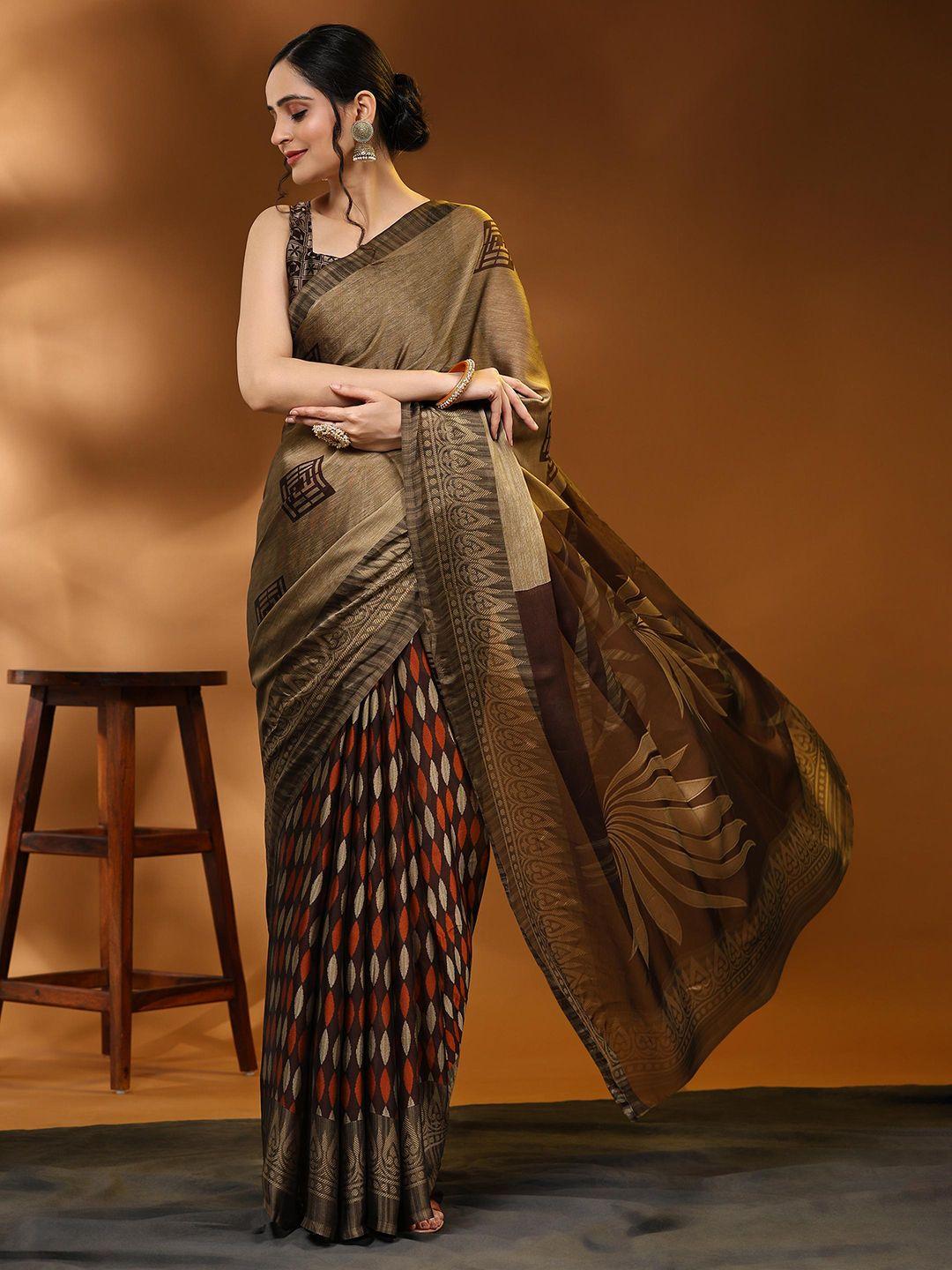 rujave geometric pure chiffon saree