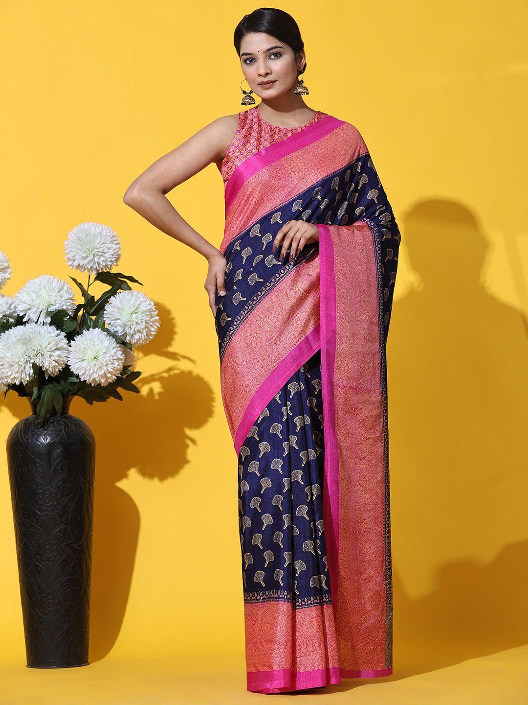 rujave kalamkari printed silk cotton saree